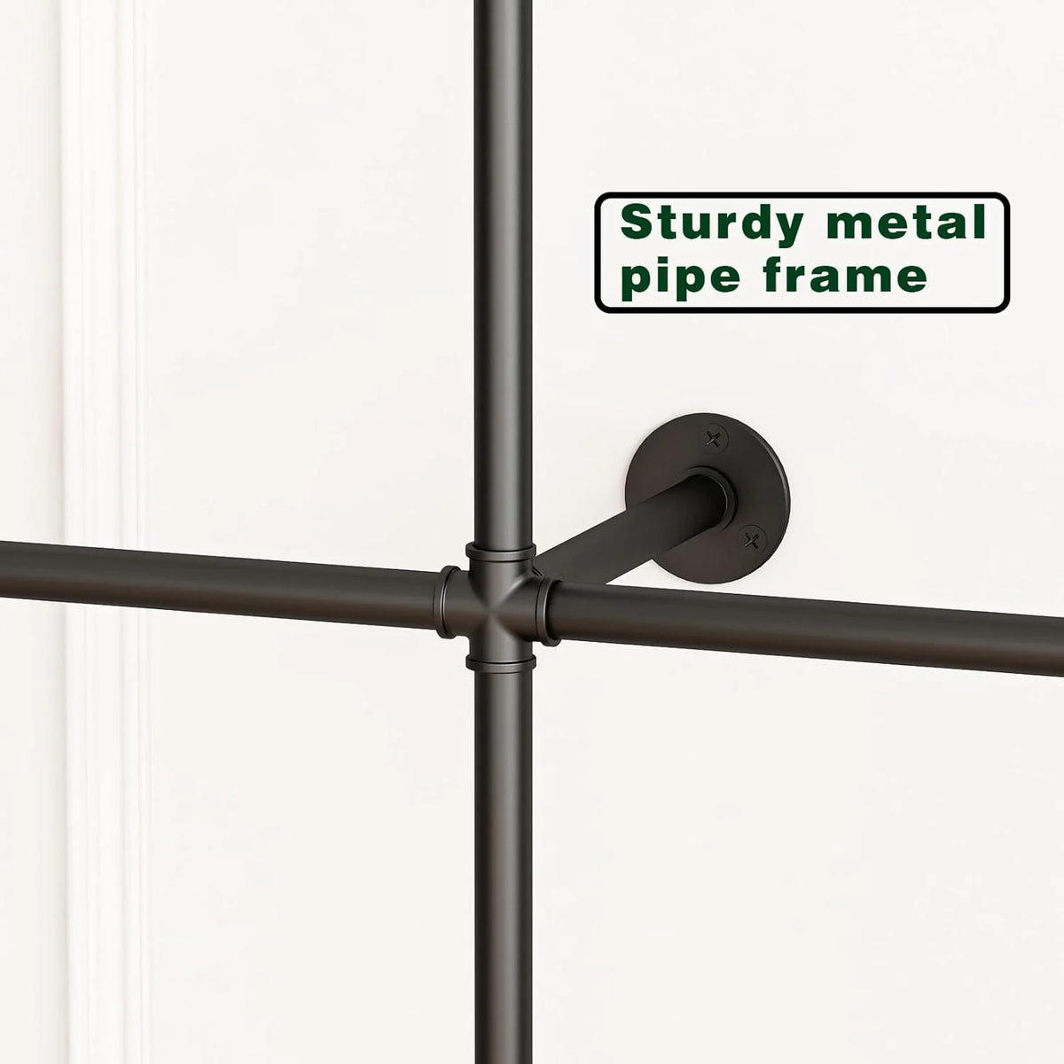 Industrial-style wall-mounted pipe clothes hanger. wall-mounted clothes hanger with double hanging rods. for closet storage (gold)