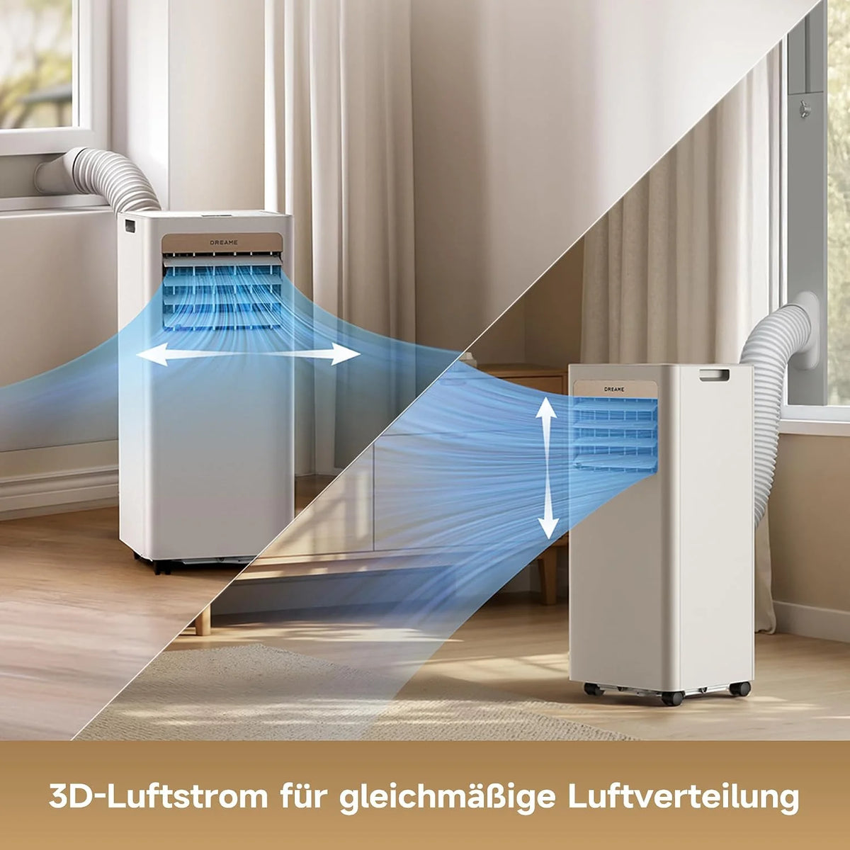 DREAME P-Wind10 7000 BTU Tragbare Klimaanlage. 3-in-1: Kühler & Entfeuchter & Ventilator. 3D Airflow. App- & Fernsteuerung. Schlafmodus.