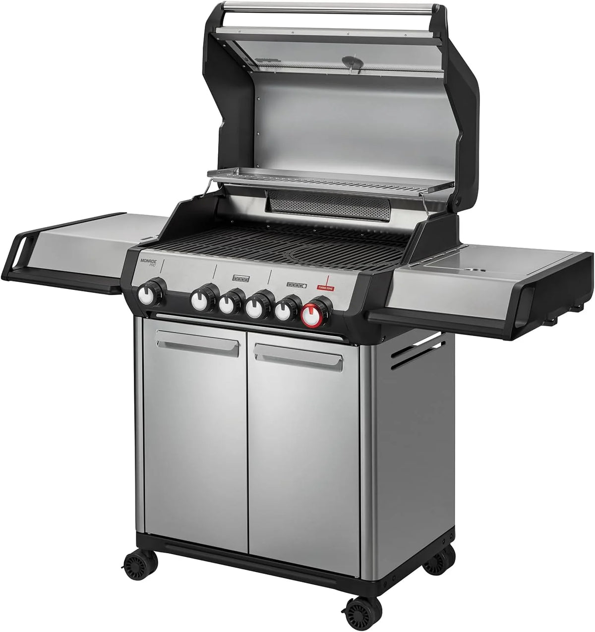 Enders Gasgrill Monroe Pro 4 SIKR Turbo. 4-Brenner. mit Kocher und Infrarot-Heckbrenner. PanoVision Sichtfenster. Gussrost. Aluguss Grill. 800 °C