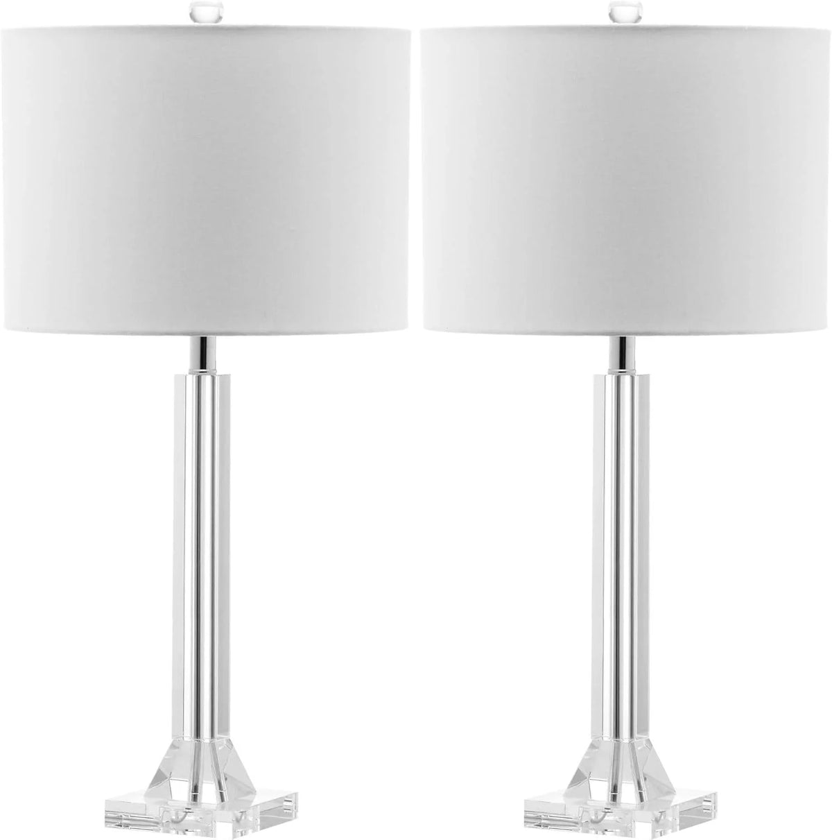 27 Modern Crystal Table Lamp 2-Pack with Linen Shade for Bedroom Living Room Home Office Desk Nightstand with LED Bulb Suitable for Living Room. Dormitory. Office.