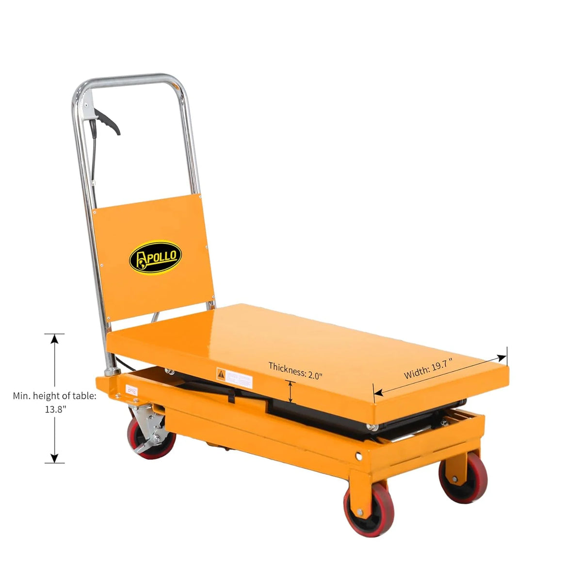 Hydraulic Lift Table Cart – 770 lbs Capacity. 51 Max Height. Double Scissor Lift with Safety Guard & 4 Wheels