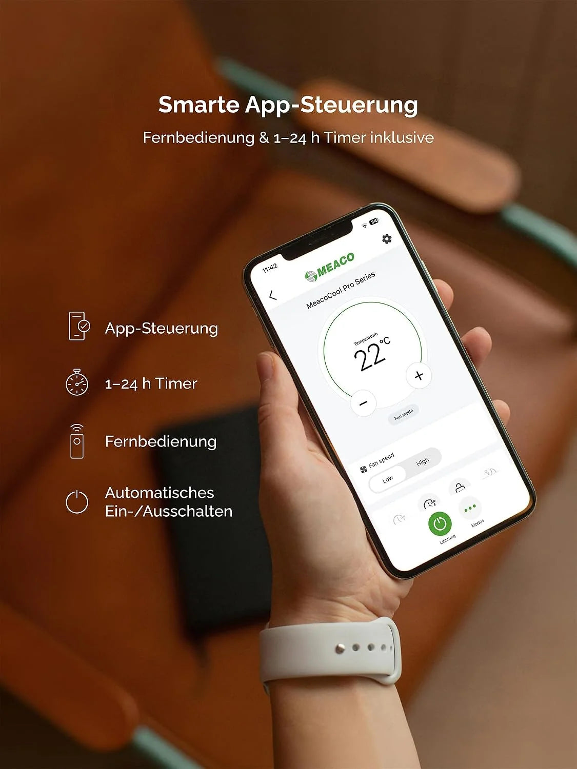 MeacoCool MC Series Pro 10000 BTU Mobile Klimaanlage mit App-Steuerung. Fernbedienung. Energieklasse A. leise (53 dB). 4-in-1 Kühlung. 18–28 m².