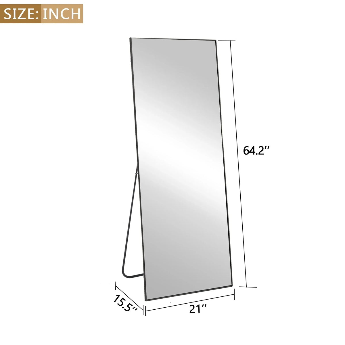 64x21 Full Length Floor Mirror. Large Full Body Aluminum Alloy Frame Standing Mirror with Stand and Wall Mount Option