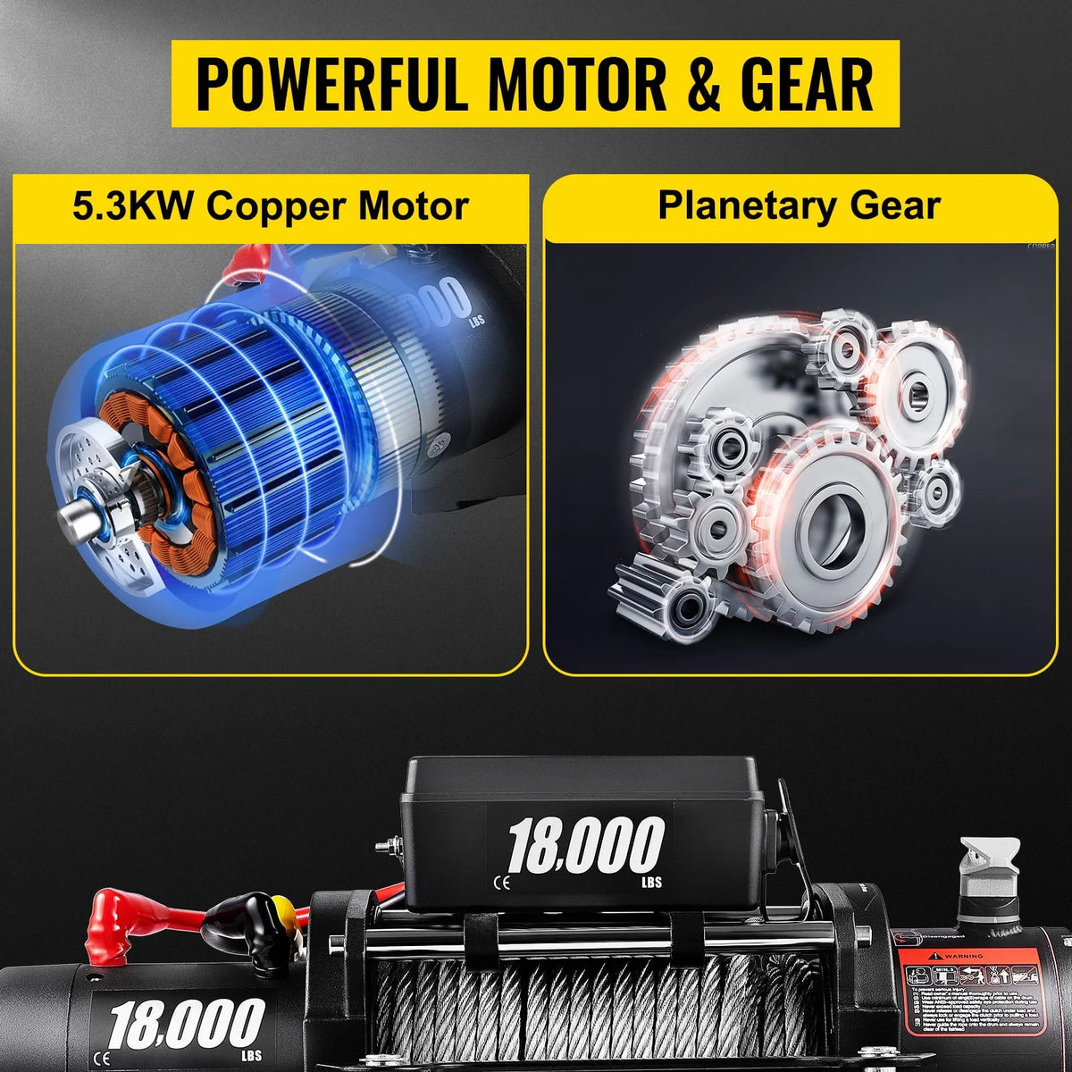 18.000 LBS Electric Winch. 12V Steel Cable Winch. Off-Road Towing Winch for ATV. UTV. Truck and Trailer