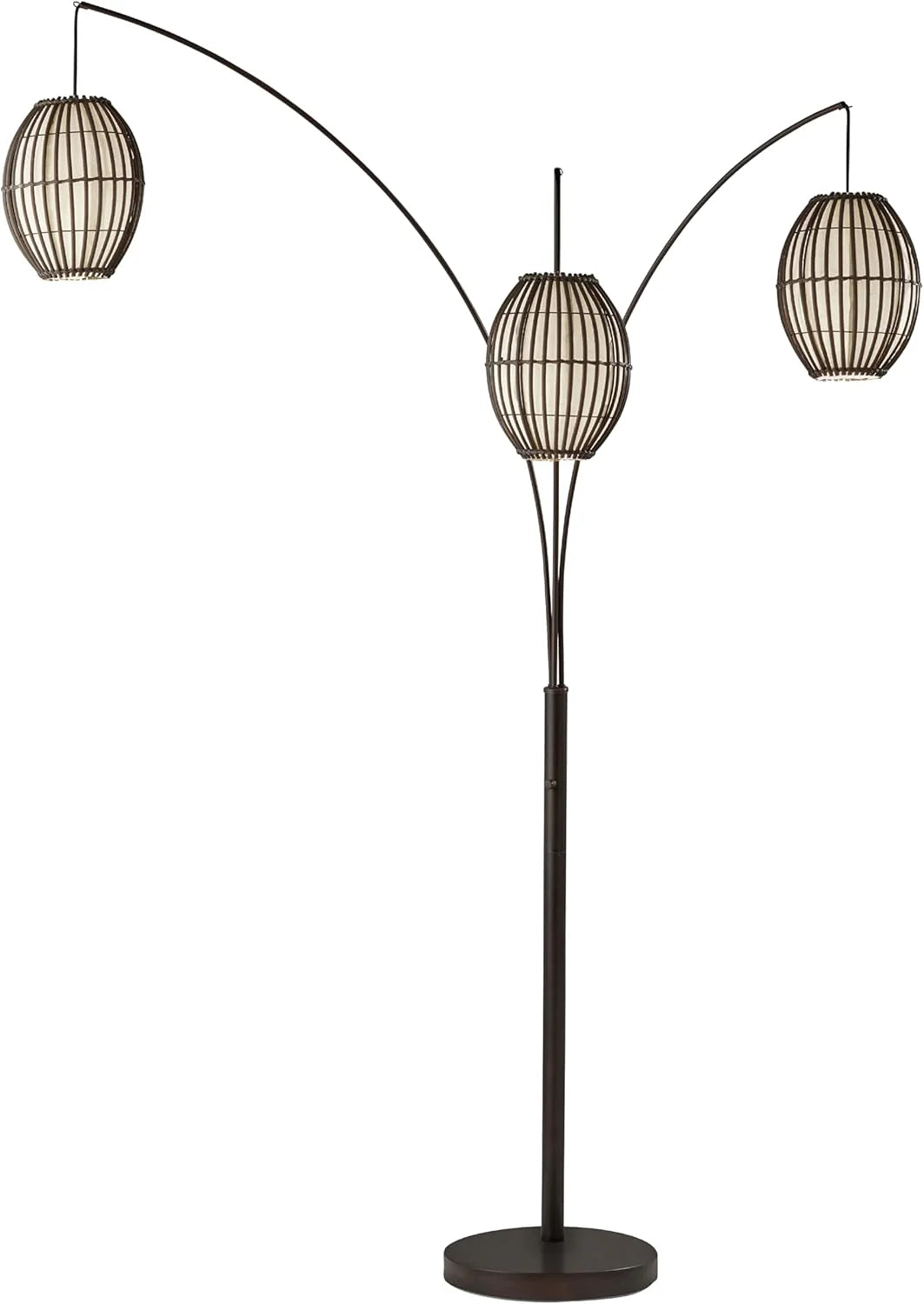 Floor lamp. equipped with three movable lampshades and an adjustable height design - perfect for decorating bedrooms. living rooms and corners. with a bronze color finish.