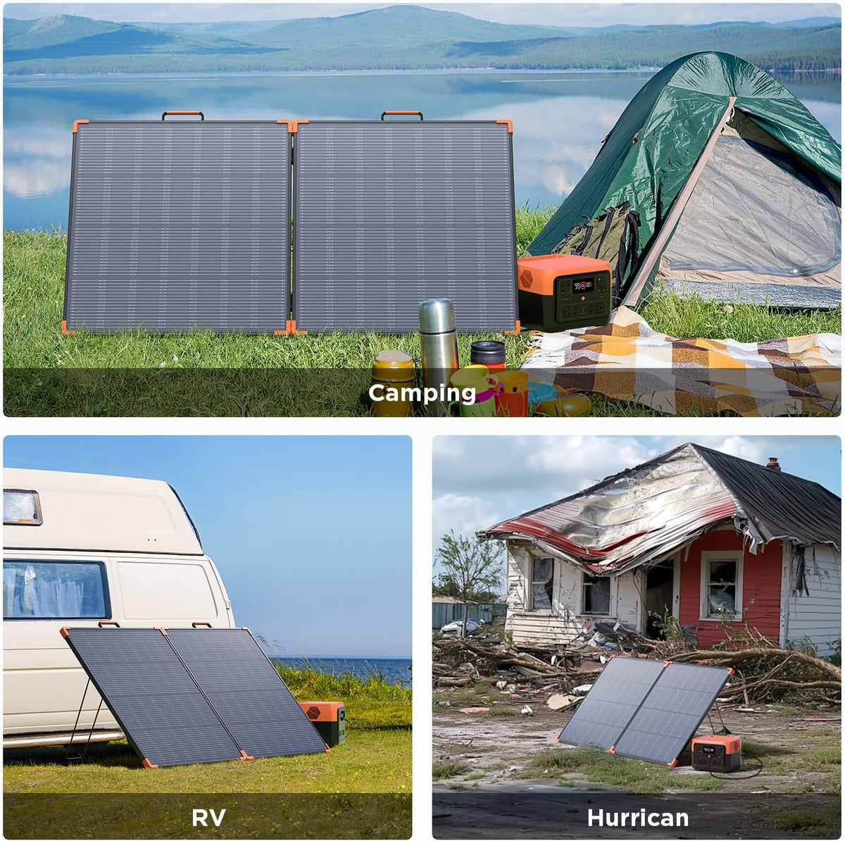 350-watt portable solar panel. suitable for power stations. hurricane emergency supplies. 43-volt foldable solar charger (25% efficient. IP68 waterproof rating. 4 reinforced stands. suitable for camping and RV travel)