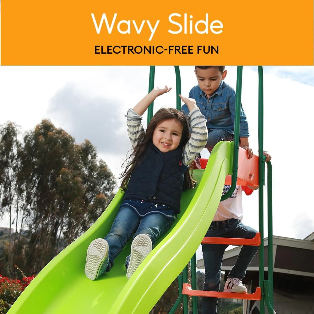 Outdoor Playground Slide. Big Backyard Freestanding Plastic Slide. 10 ft Outdoor Swing Set Slide for Kids Ages 4-8