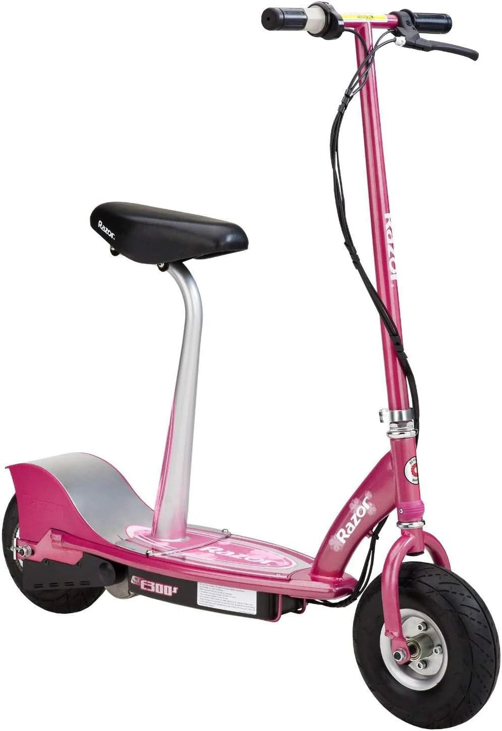 An electric scooter suitable for children over 13 years old - 9-inch inflatable tires. detachable seat. maximum speed of 15 miles per hour. maximum riding time of up to 40 minutes. suitable for users weighing no more than 220 pounds.