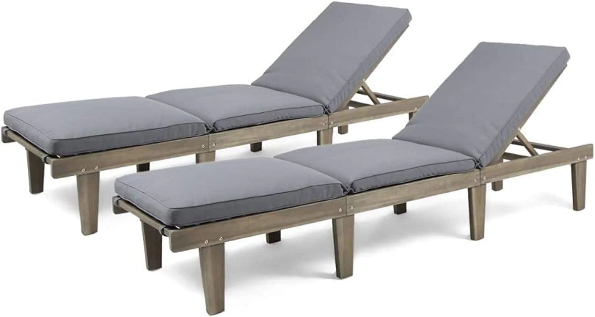Outdoor rosewood recliner (set of two). gray surface / dark gray seat cushion