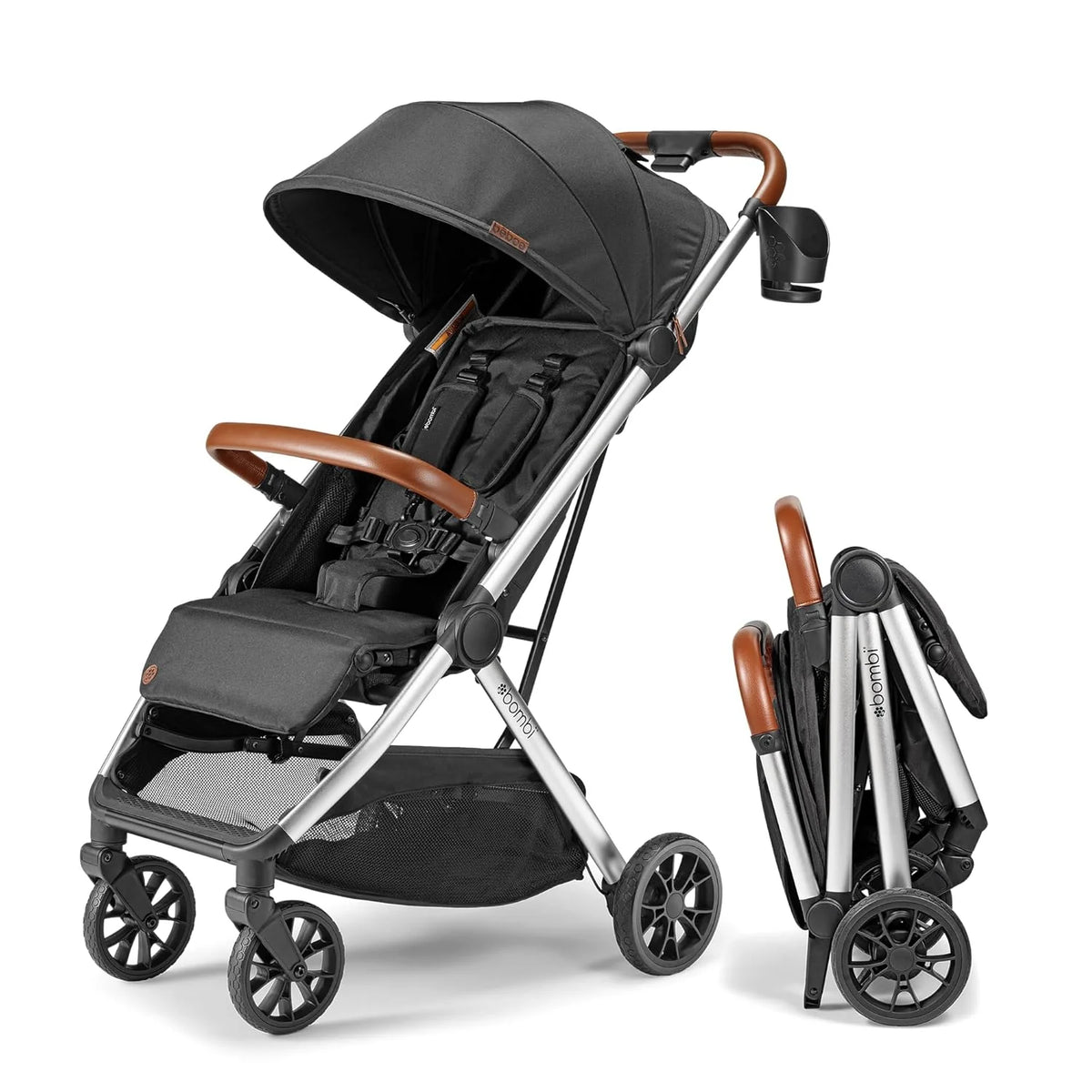 V2 Compact Baby Stroller - Premium vegetarian leather material. one-handed folding. infinitely adjustable tilt angle. aerospace-grade aluminum frame. oversized sunshade. spacious storage space. folding umbrella-style baby stroller - Desert Berry Colo