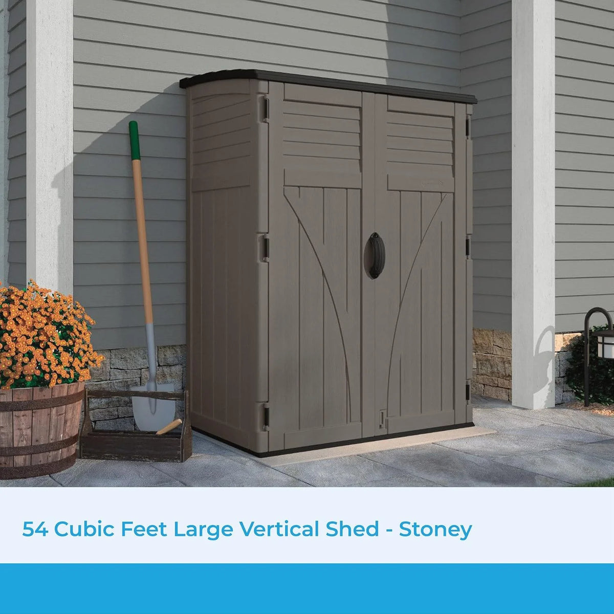 34 Cu. Ft. Horizontal Shed for Outdoor Storage w/Locking System. Stoney/Black