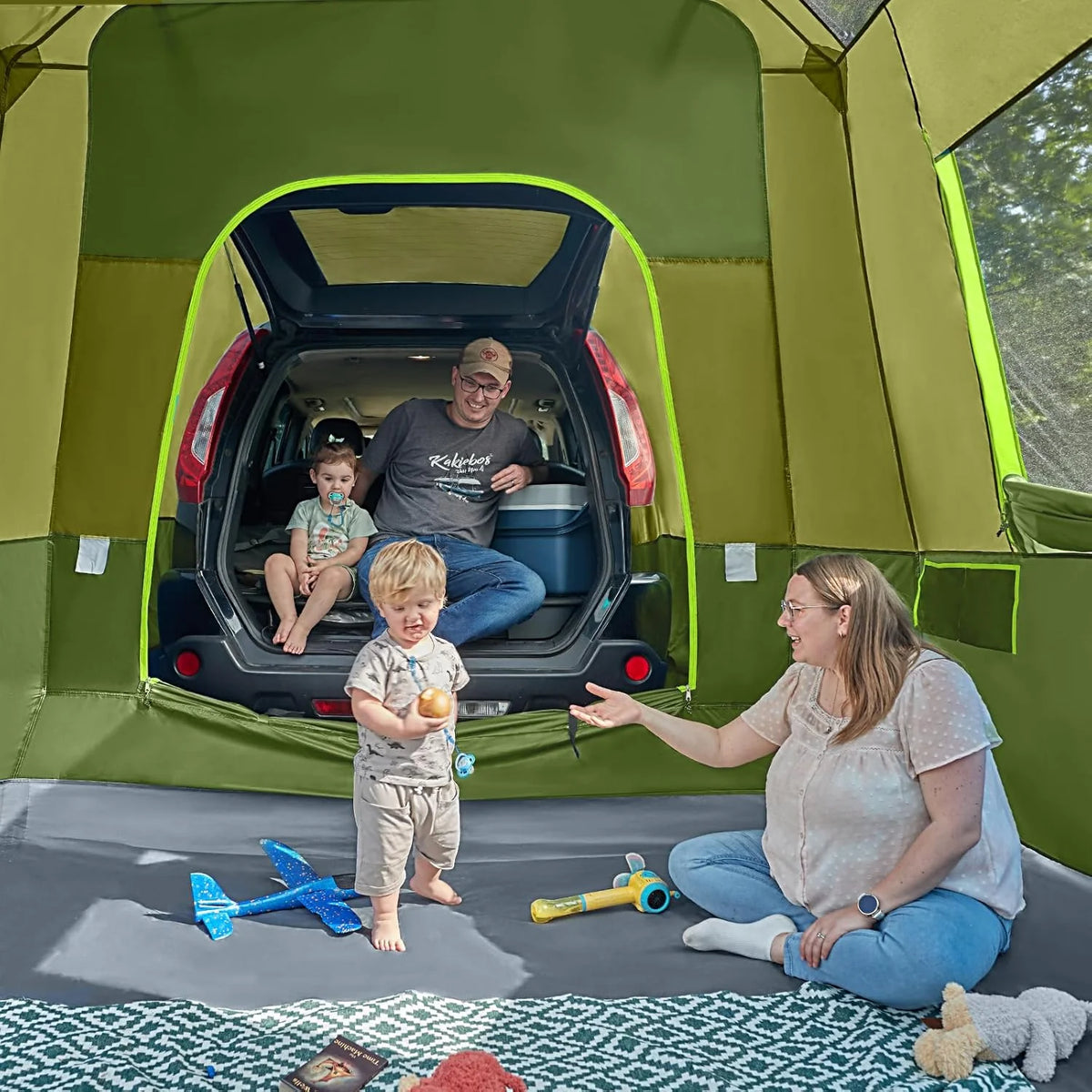 5-9 Person SUV Tent with Screen Porch and Awning for Family Camping. Weather Resistant and Portable Van or Car Tent. Includes Rainfly and Storage Bag. 13' W X 10' L X 7.1' H