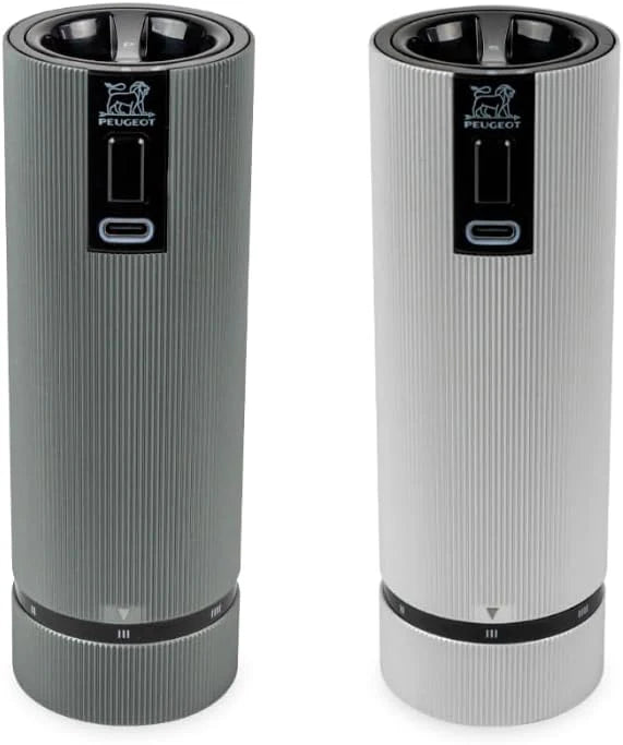 Double-flavor spice grinder + Salt grinder - Electric rechargeable series u'Select 15 cm - Pepper grains + Salt gem set - 6 preset flour settings