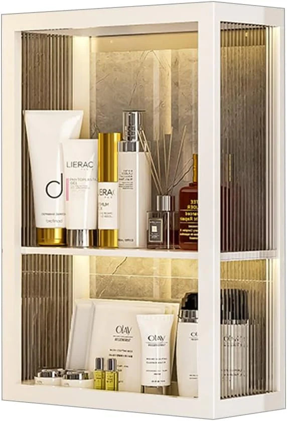 No Punching Cosmetic Locker. 4 Layer Double Door Storage Rack. Bathroom Medicine Cabinet. Toiletry Organizer Rack. Kitchen Wall Mounted Cupboard (Color : Black. Size : 40 * 15 * 60