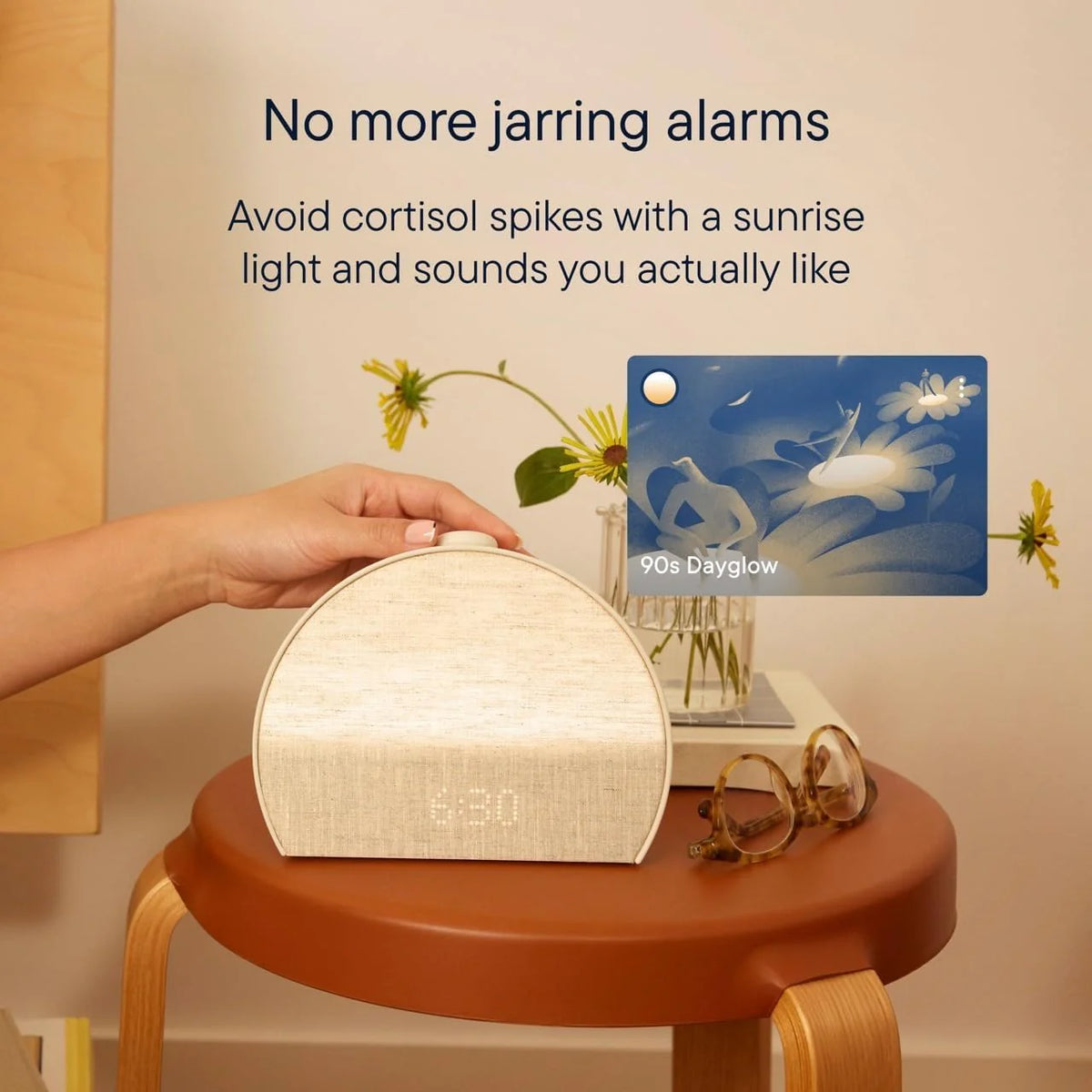 Sunrise alarm clock. audio equipment. smart lamp (rubber material) - White noise mode. screen-free sleep program