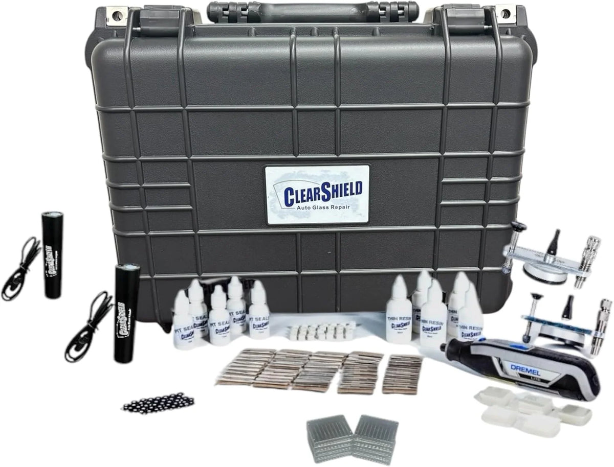 Clearshield Windshield Repair Kit Professional Auto Glass Repair Kit for Rock Chip or Cracks - Restores to a Fine Smooth Finish (1.000+ Repairs)