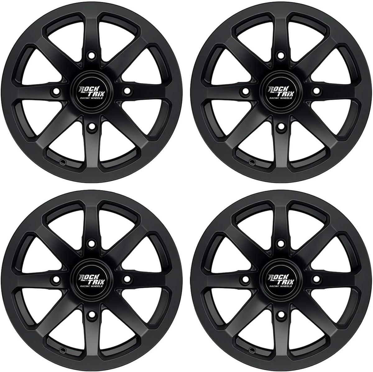 RT102 15in Wheels 15x7 4x137. 4+3 Offset. ATV UTV SxS Rims. Compatible with Can Am Commander Max Defender Max Pro Maverick X3 Maverick Trail. 4/137 Matte Black. Set of 4