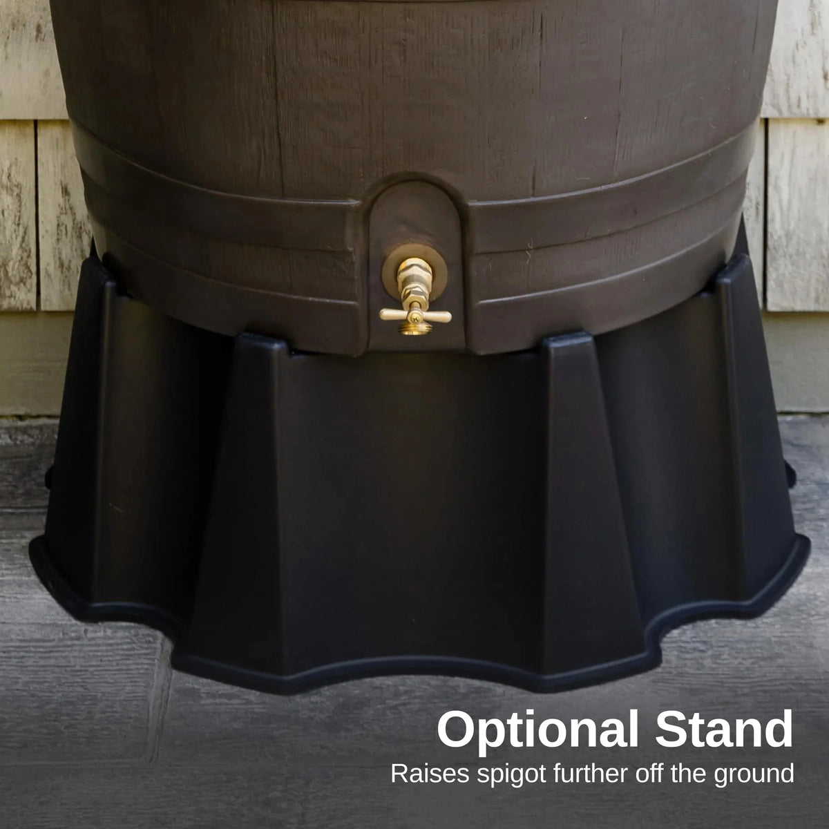 50 Gallon Rain Barrel with Brass Spigot. Walnut Rainwater Collection Barrel for Garden and Outdoor Use