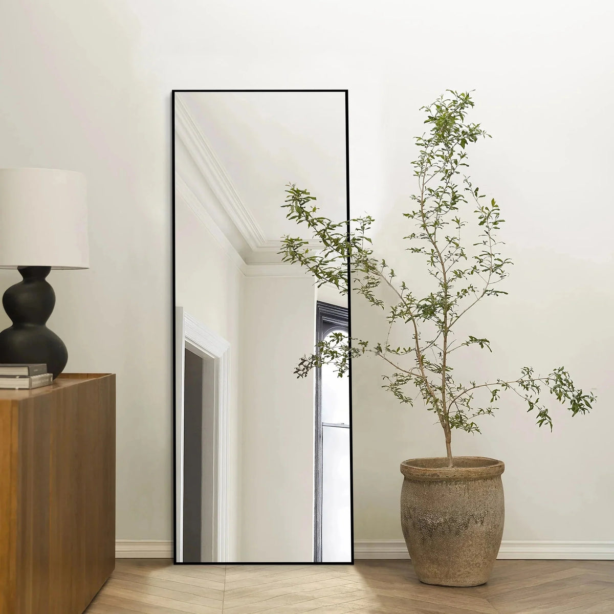 64x21 Full Length Floor Mirror. Large Full Body Aluminum Alloy Frame Standing Mirror with Stand and Wall Mount Option