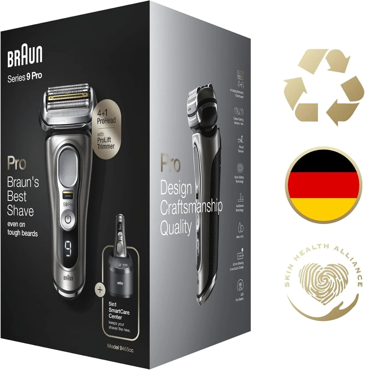 Braun Series 9 Pro Premium Rasierer Herren. Testsieger Stiftung Warentest. 4+1 Scherkopf. Elektrorasierer & Trimmer. Reinigungsstation. 60 Min
