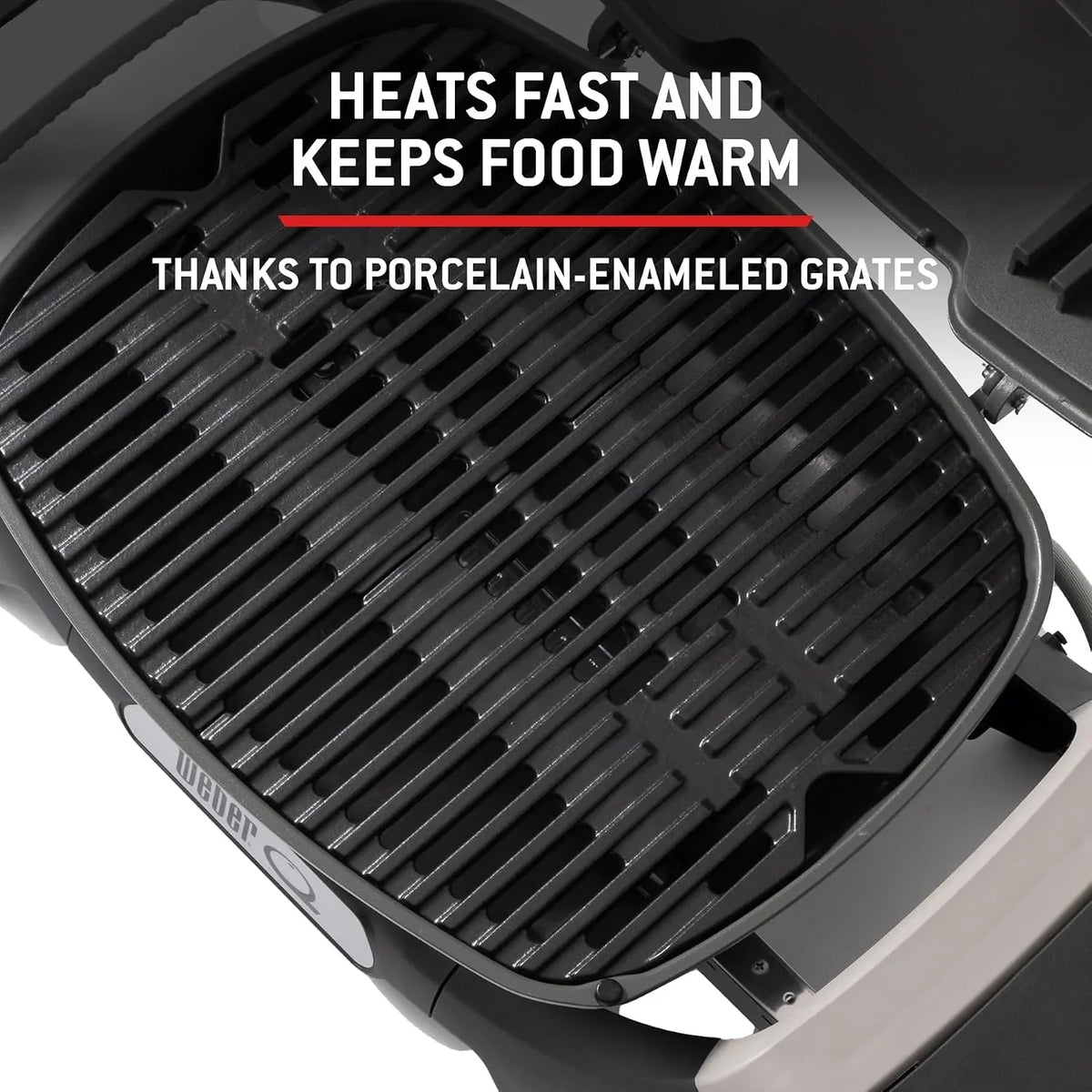 Weber Q 1200N Gasgrill mit Seitentischen/leichter Grill für Camping. Terrassen & Balkone mit Hochleistungsbrenner. porzellanemaillierten Gussrosten &