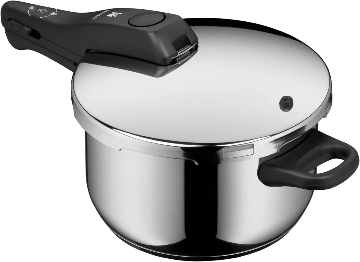 WMF Perfect One Pot Schnellkochtopf Induktion Set 2-teilig. Dampfkochtopf 4.5l. 3l. großes Kochsignal. 2 Kochstufen. abnehmbarer Deckelgriff. für alle