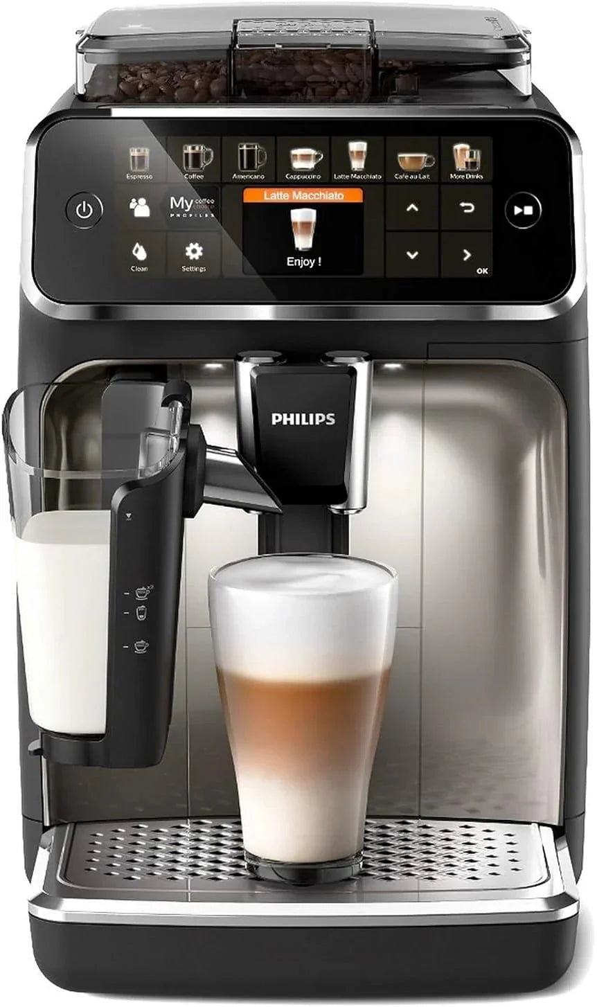 Philips Serie 5400 Kaffeevollautomat – LatteGo Milchsystem. 12 Kaffeespezialitten. Intuitives Display. 4 Benutzerprofile. Chrom (EP5447/90)