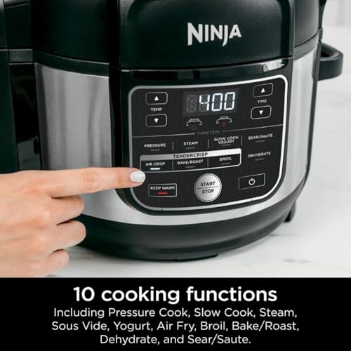 10-in-1 6.5-Qt Pressure Cooker and Air Fryer Multicooker. Stainless Steel