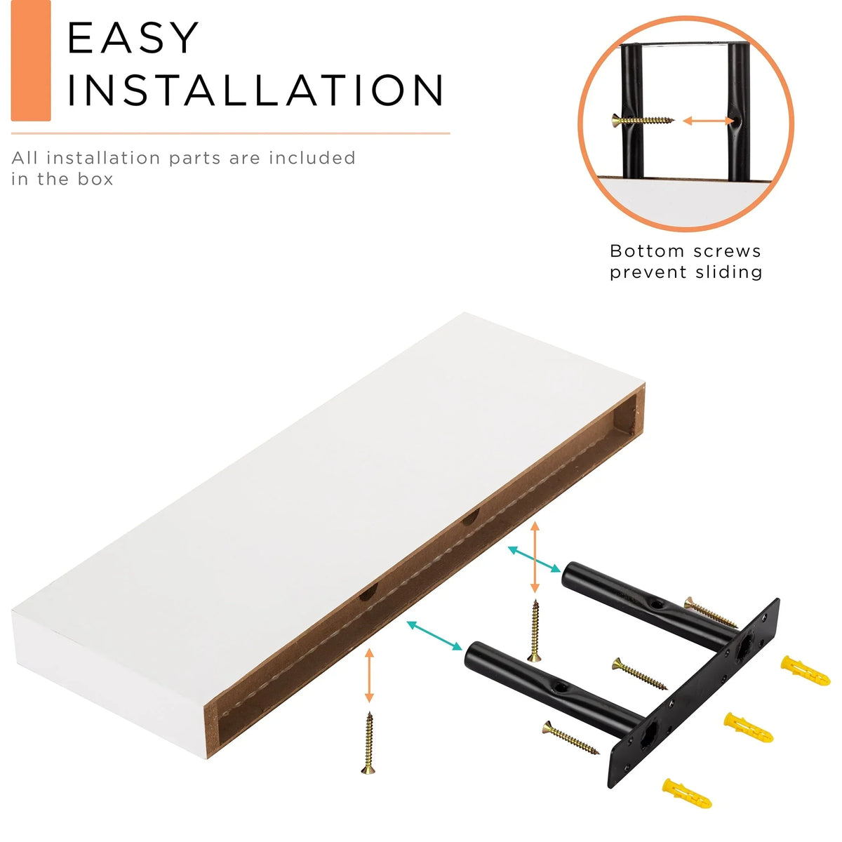 16 Inch Floating Wall Shelves. 3 Pack Farmhouse Hanging Display and Storage Shelves