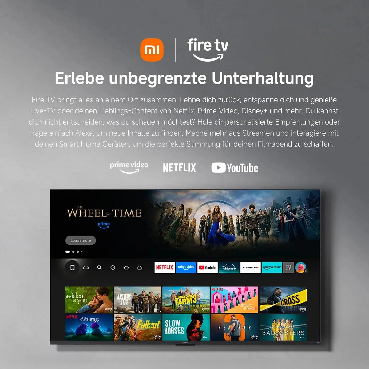 Xiaomi TV F 32. 32 Zoll (81 cm). HD. Smart TV. Fire OS7. Triple Tuner DVB-C/S/S2/T/T2. Dolby Audio . DTS Virtual:X. DTS-HD. Sprachsteuerung mit Alexa.