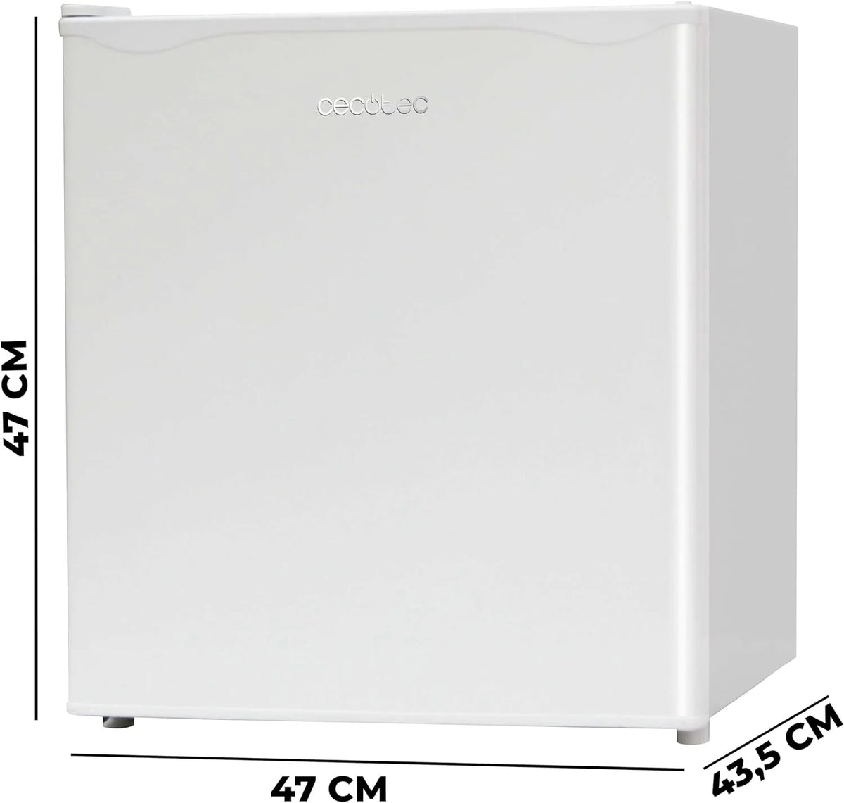 Cecotec Nevera Pequeña Frigorífico Mini Minibar 46L GrandCooler 20000 SilentCompress White E. Altura 48.7cm. 48 cm de Ancho. Bajo Consumo. Puerta