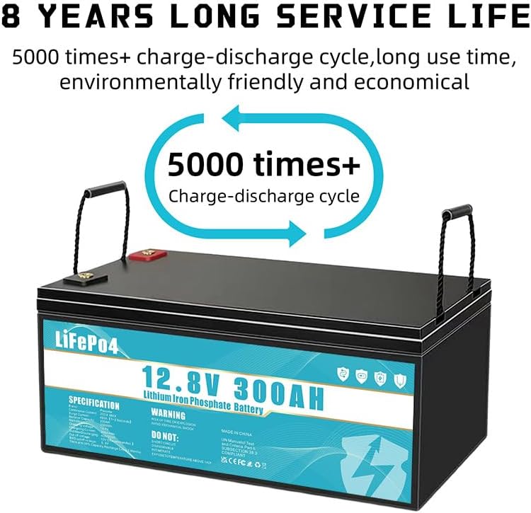 LiFePO4 Batterie 12V 300Ah Lithium Eisenphosphat Batterie. ausgestattet mit 300A BMS. Lebensdauer über 8 Jahre. geeignet für Camping. Solarenergie.