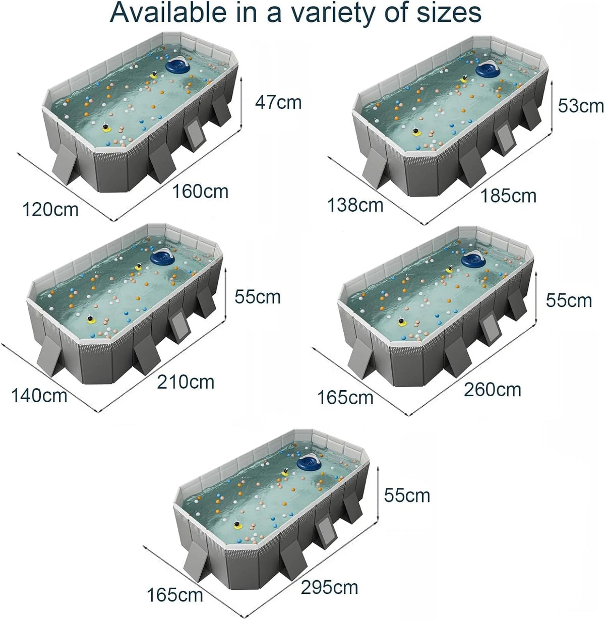 Faltbarer Pool. Hartplastikschale. rechteckiger Familienpool im Freien. tragbarer. Nicht aufblasbarer Pool mit Ablassschraube und Abflussloch für