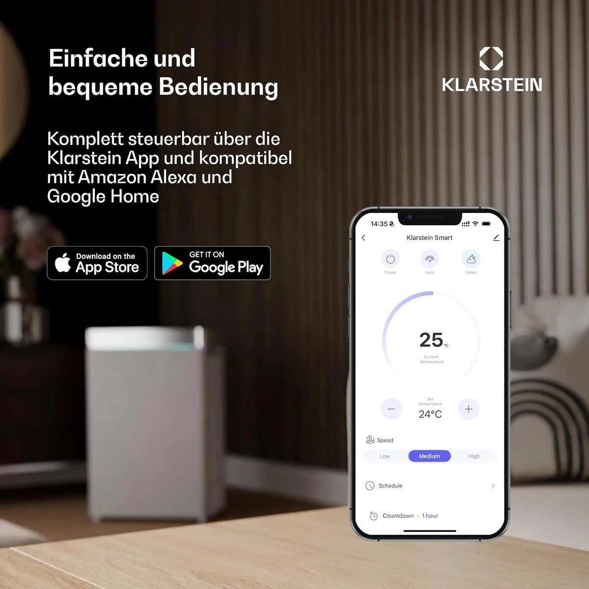 Klarstein 4-in-1: Smart Luftkühler. Ventilator. Luftbefeuchter & Ionisation I 6 L Wassertank. Oszillation. 30 W. 210 m³/h. Timer I Klimagerät ohne