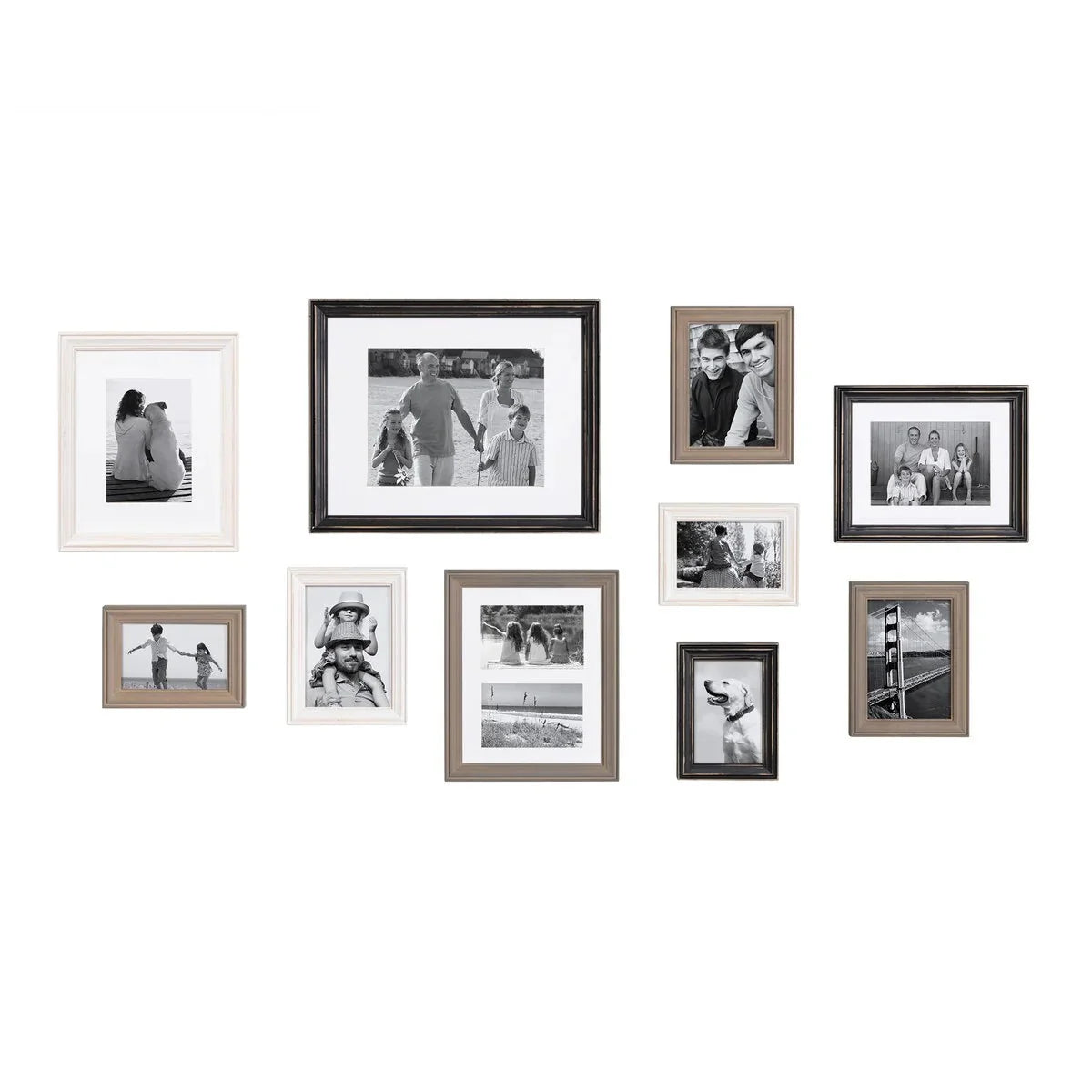 10-Piece Wood Gallery Wall Picture Frame Set. Decorative Photo Display Frames for Living Room. Bedroom and Home Decor