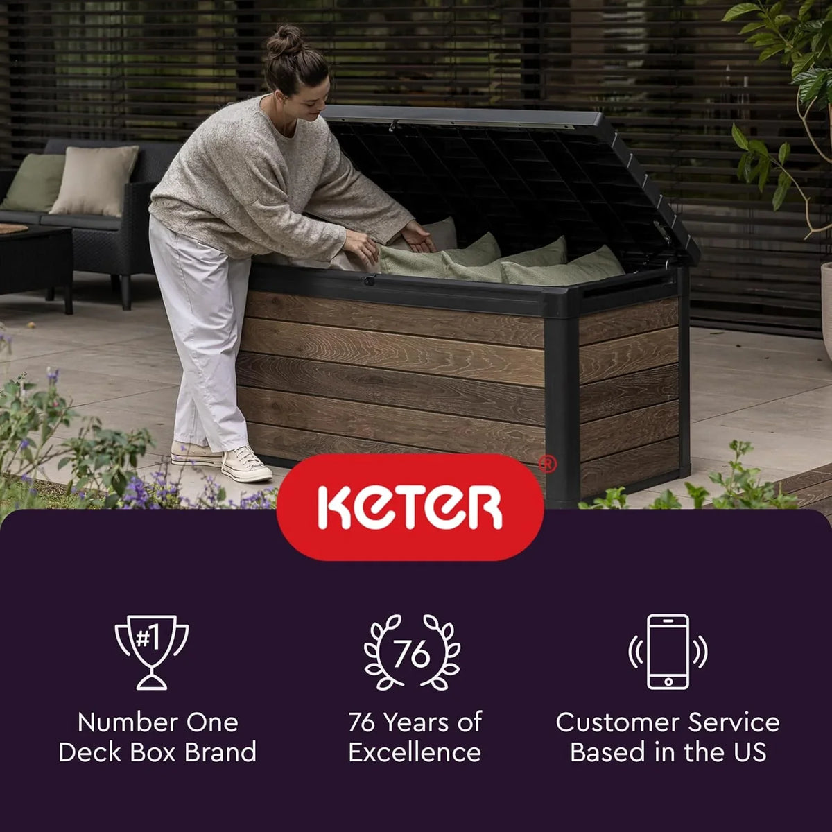 200 Gallon Resin Deck Box. Extra Large Outdoor Storage Container for Patio. Garden. Yard and Pool Area