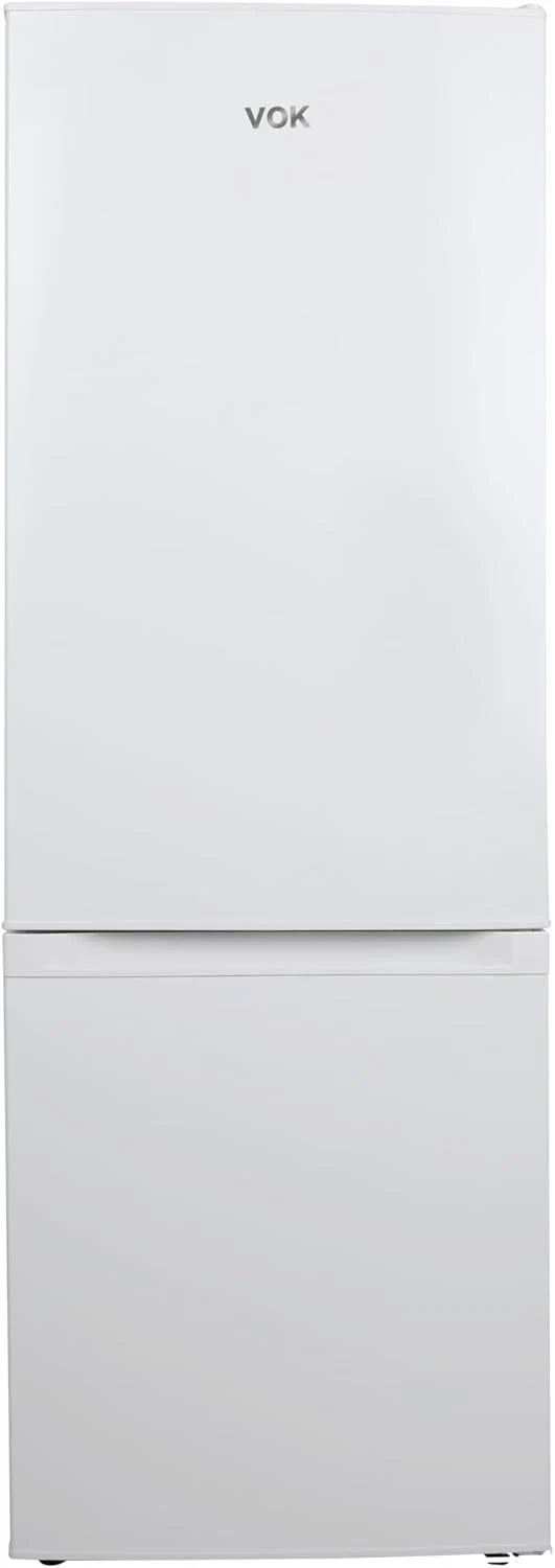 VOK Frigorífico Combi 154L EVR-154DEW. 142 cm Altura x 48.3 cm Ancho. Clase E. Bajo Nivel Sonoro 39 dB. Puerta Reversible. Estanterías Cristal