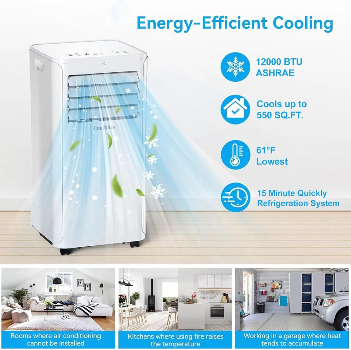 8500 BTU Portable Air Conditioners Cool Up to 360 Sq.Ft.3 IN 1 portable ac unit with Remote Control/LED Display/24Hrs Timer/Window Installation Kit & Screwdriver.White