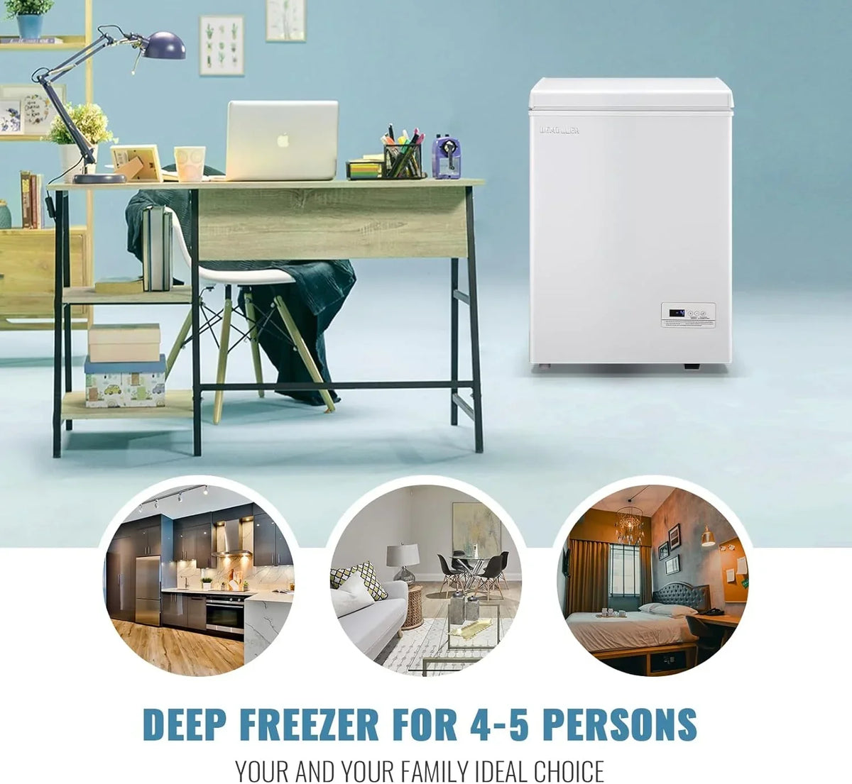 5.0 Cu. Ft. Chest Freezer with 2 Removable Stainless Steel Baskets. Electronic Control. 41°F to -15°F. Black