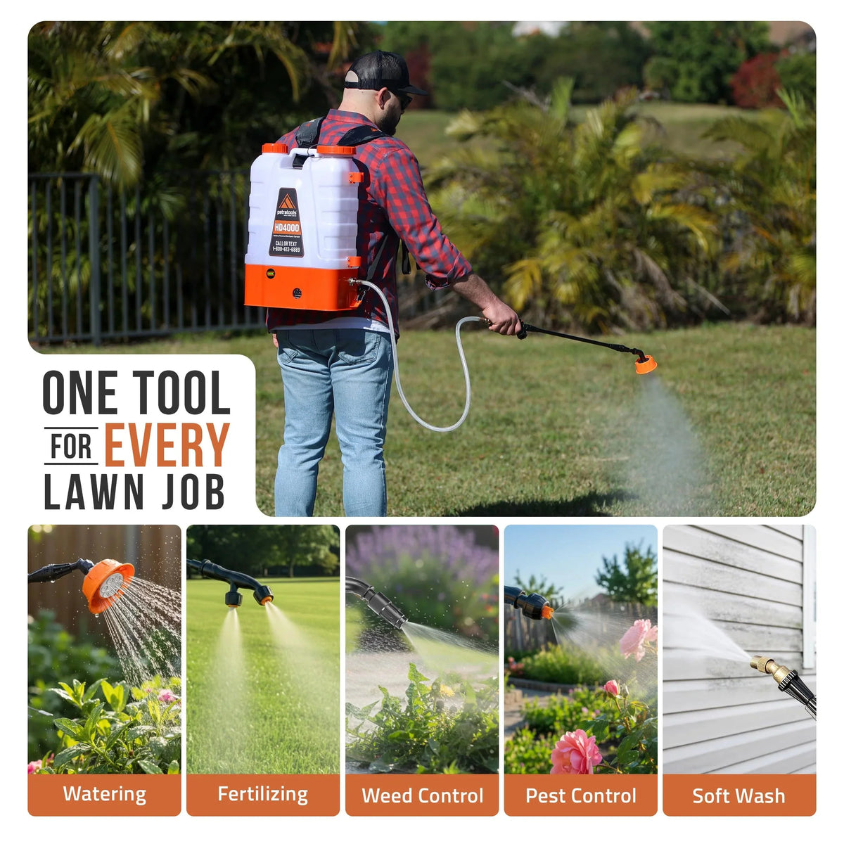 4 Gallon Battery Powered Backpack Sprayer. Rechargeable Cordless Garden and Lawn Pump Sprayer