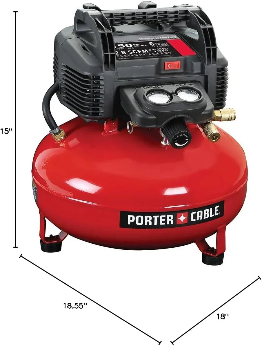 6 Gallon Pancake Air Compressor. Oil-Free Portable Electric Compressor for Garage. Workshop and DIY Projects