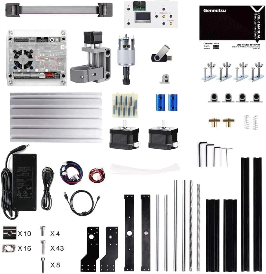 Router Kit GRBL Control 3 Axis Plastic Acrylic PCB PVC Wood Carving Milling Engraving Machine with Offline Controller. XYZ Working Area 300 x 180 x 45mm