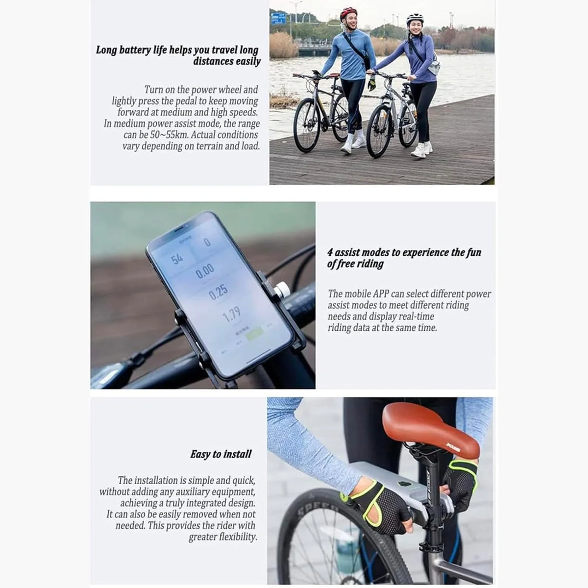 Kit ConversióN Bicicleta EléCtrica + Adaptador Tija SillíN 6 Velocidades. MáX. 15.5 Mph. 2 Kg Ligero De Transportar + Control De AplicacióN. Bueno