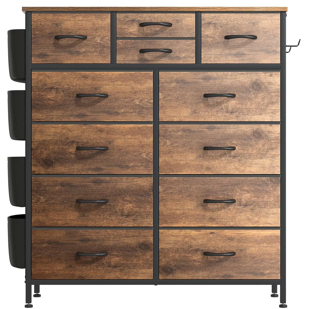 12 Drawer Fabric Dresser. Tall Bedroom Chest of Drawers with Storage