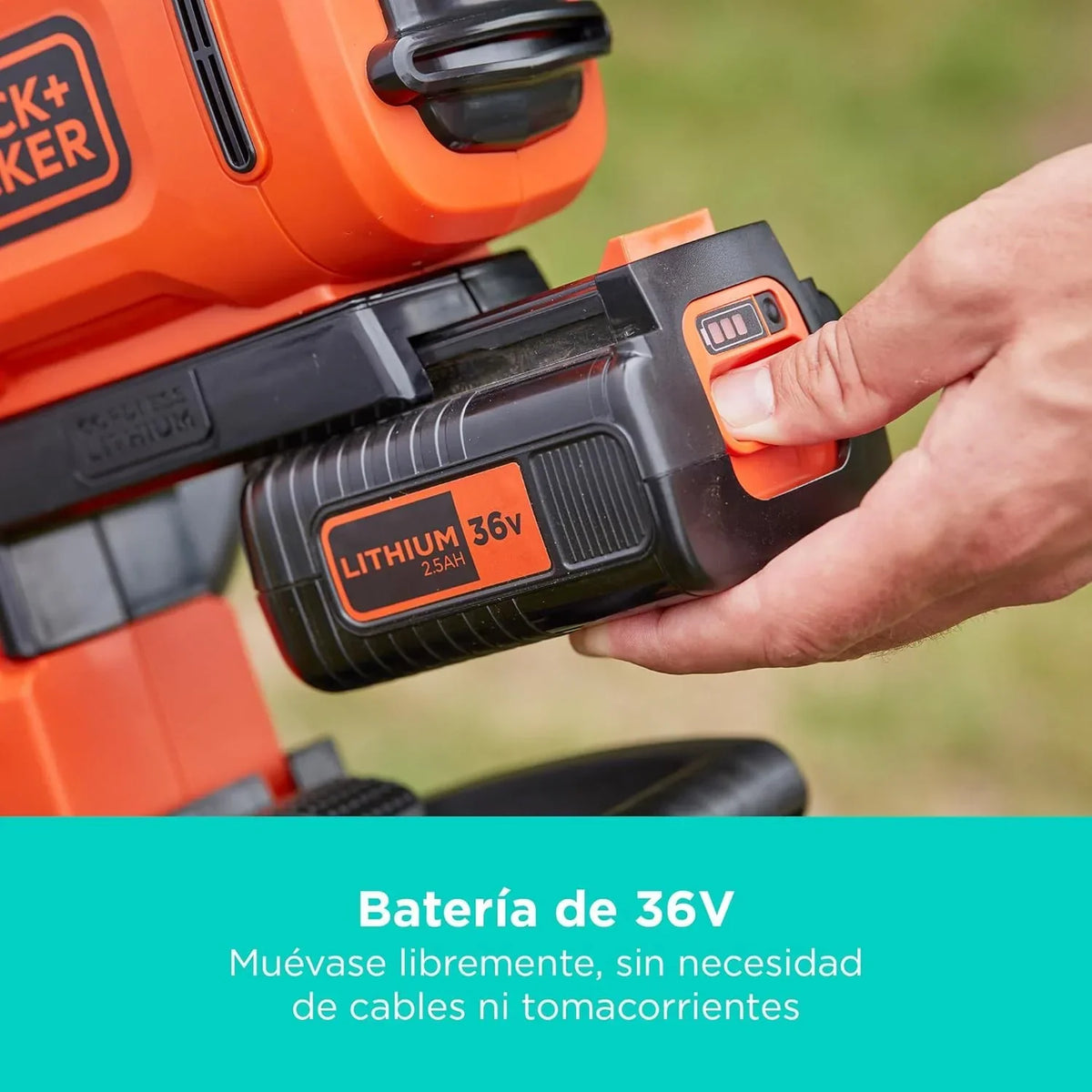 BLACK+DECKER Sopladora. aspiradora y trituradora de Hojas sin Cable de 36v. con Bolsa de recolección de 45L y batería de Litio de 2.5Ah. BCBLV3625L1-