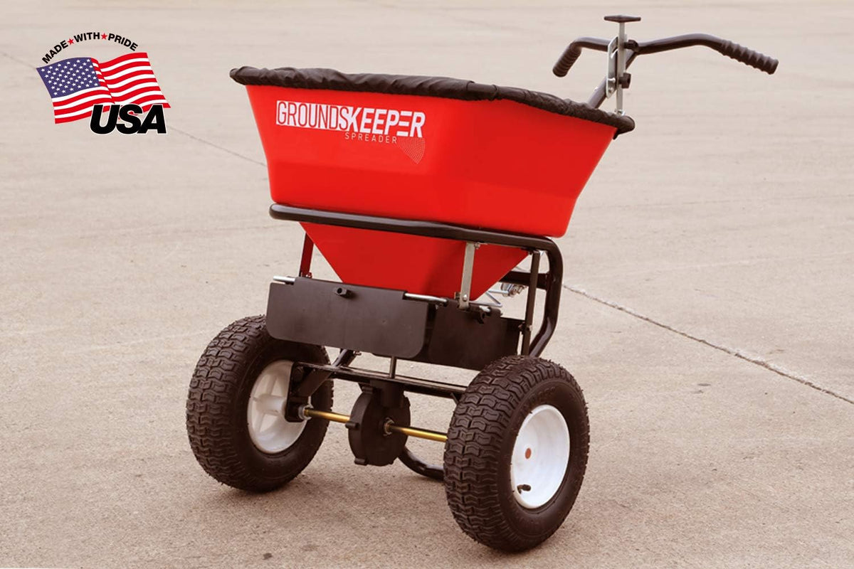 100-Lb. Walk-Behind Push Spreader for Grass Seed. Salt. De-Icer and Fertilizer