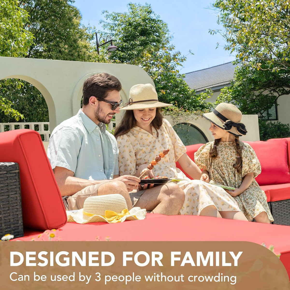 5-Piece All-Weather Patio Furniture Set with Cushions. Outdoor Wicker Conversation Sofa Set for Garden. Deck & Backyard