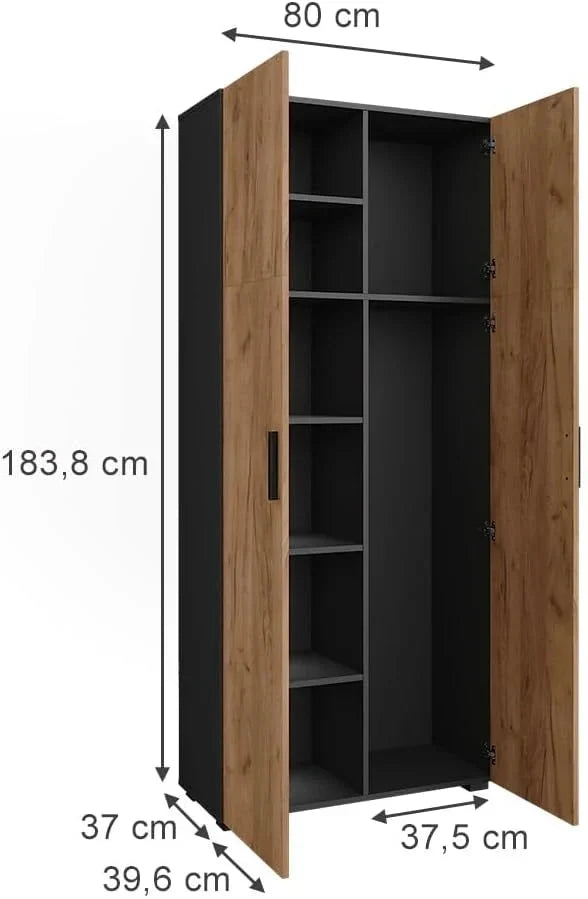 Vicco Armario Universal Ingo. Antracita/Roble Dorado. 80 x 183.8 cm