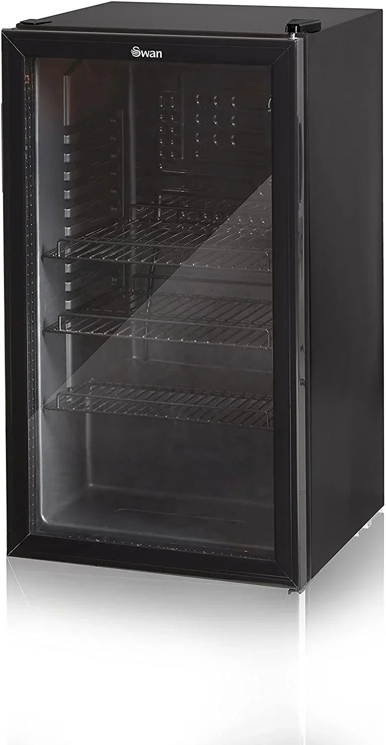 Swan 80L Glass Fronted Under Counter Fridge. Wine Beer and Beverage Cooler