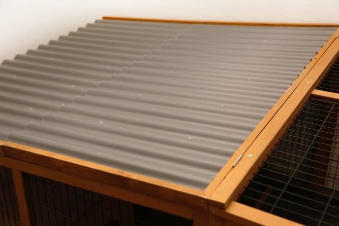 Kerbl Freigehege mit Ausbruchsperre (Gitterabstand 2.5 cm. überdachter Auslauf. mit Kunststoffdach. inkl. Kleintierhaus + Aussichtsplattform) 81708